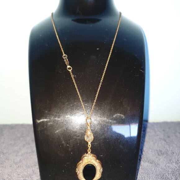 Rare Find Vintage CMC 12k Gold Filled Black Onyx Pendant & Necklace - Picture 9 of 9